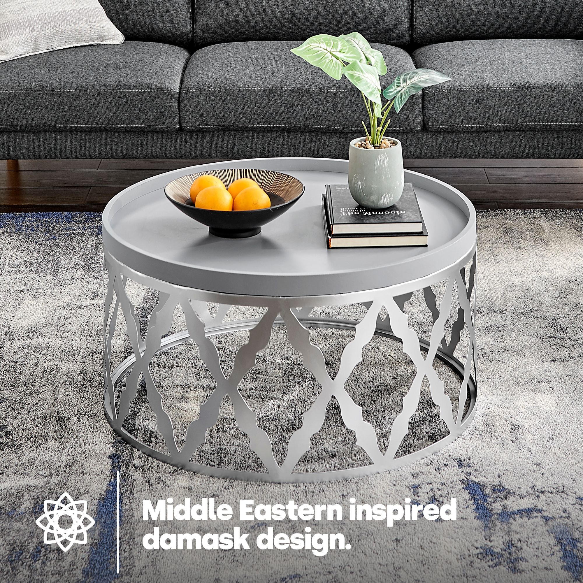 LIVIVO DAMASKI Coffee Table Wood Top Metal Frame