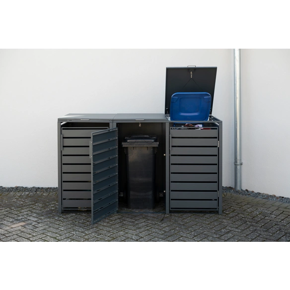 Mülltonnenbox »Moderna«, BxHxT: 211 x 135 x 83 cm, für 3 x 240 L Mülltonnen, Stahl