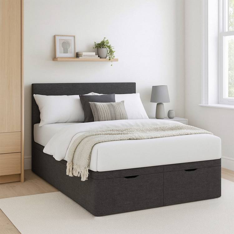 Millbrook Miller Double Fabric EndLift Ottoman Bed- Charcoal