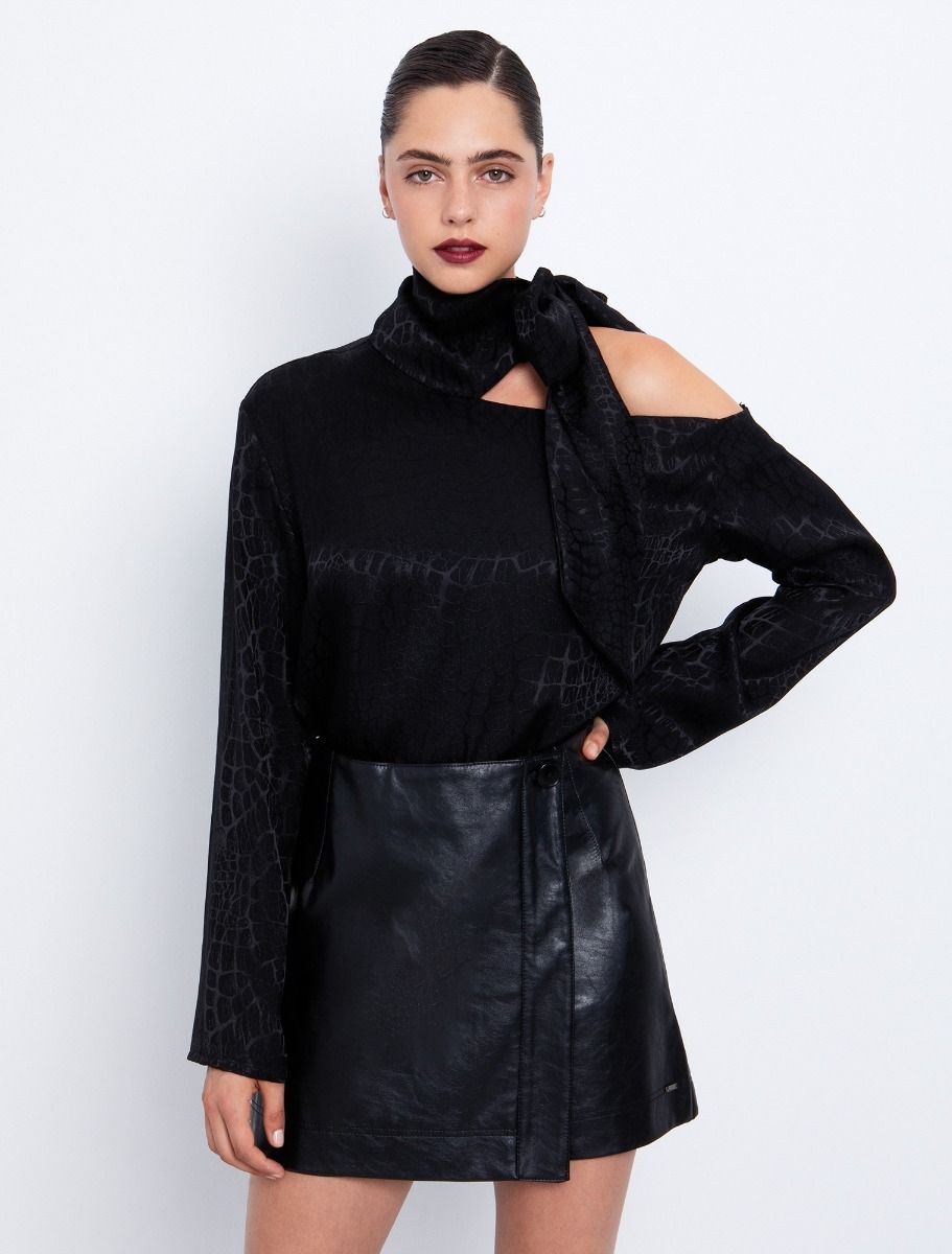 Ζακάρ-κροκό μπλούζα με δέσιμο