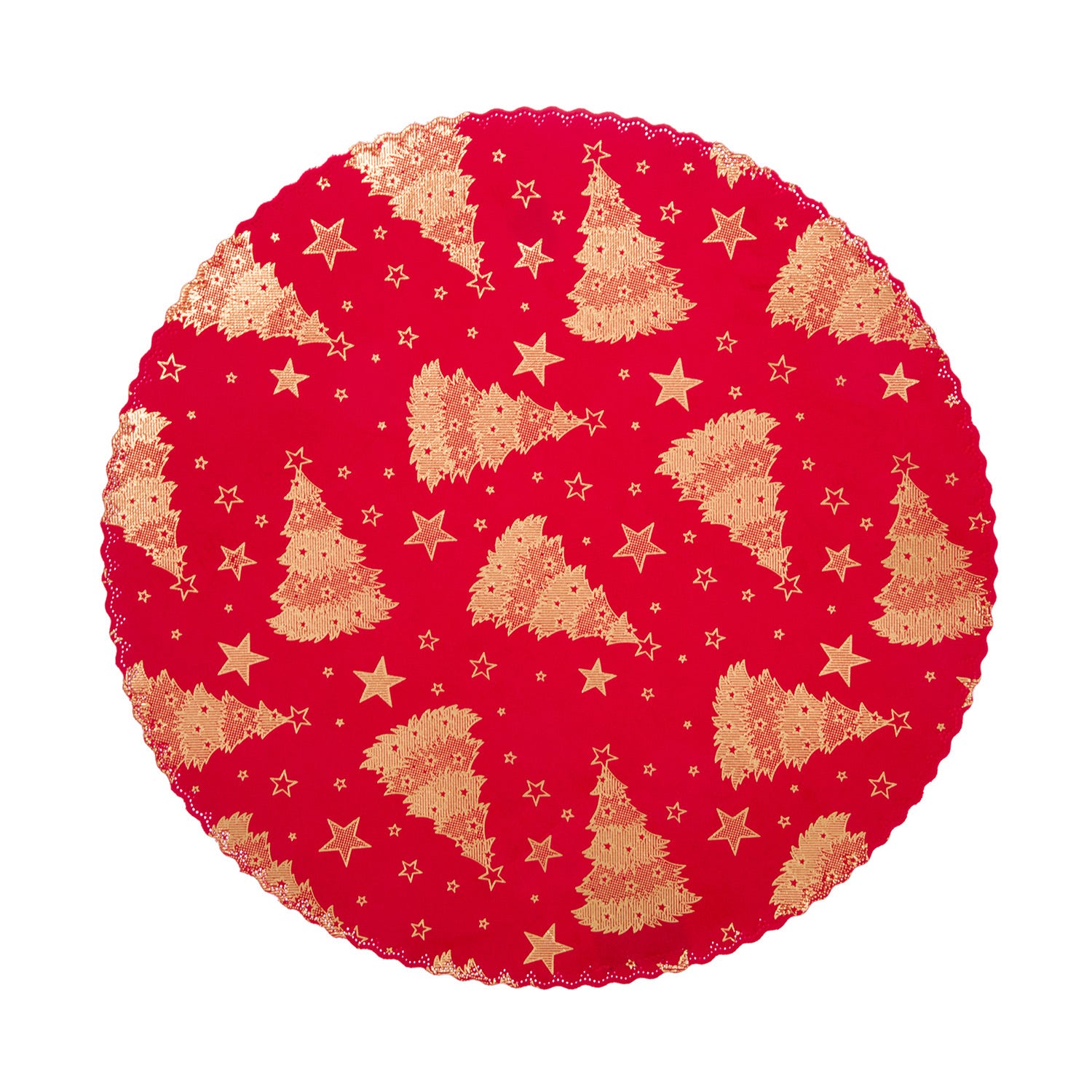 Tovaglietta natalizia rossa alberi 38 cm