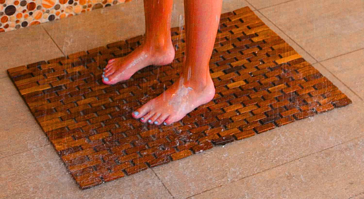 Teak Foldable Bath Mat, 27.5