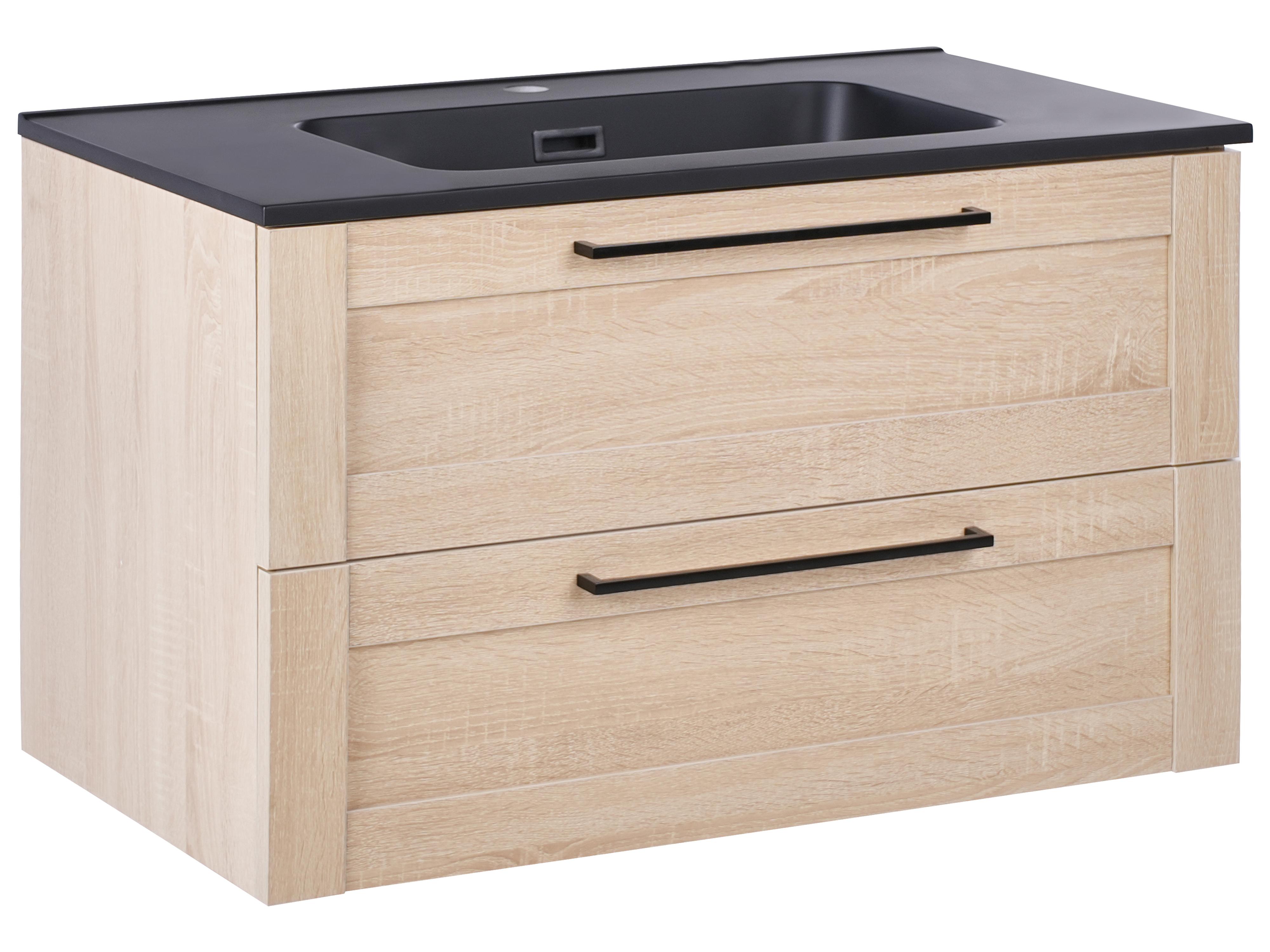 Wall Mounted Vanity Unit with Basin TARIJA Light Brown