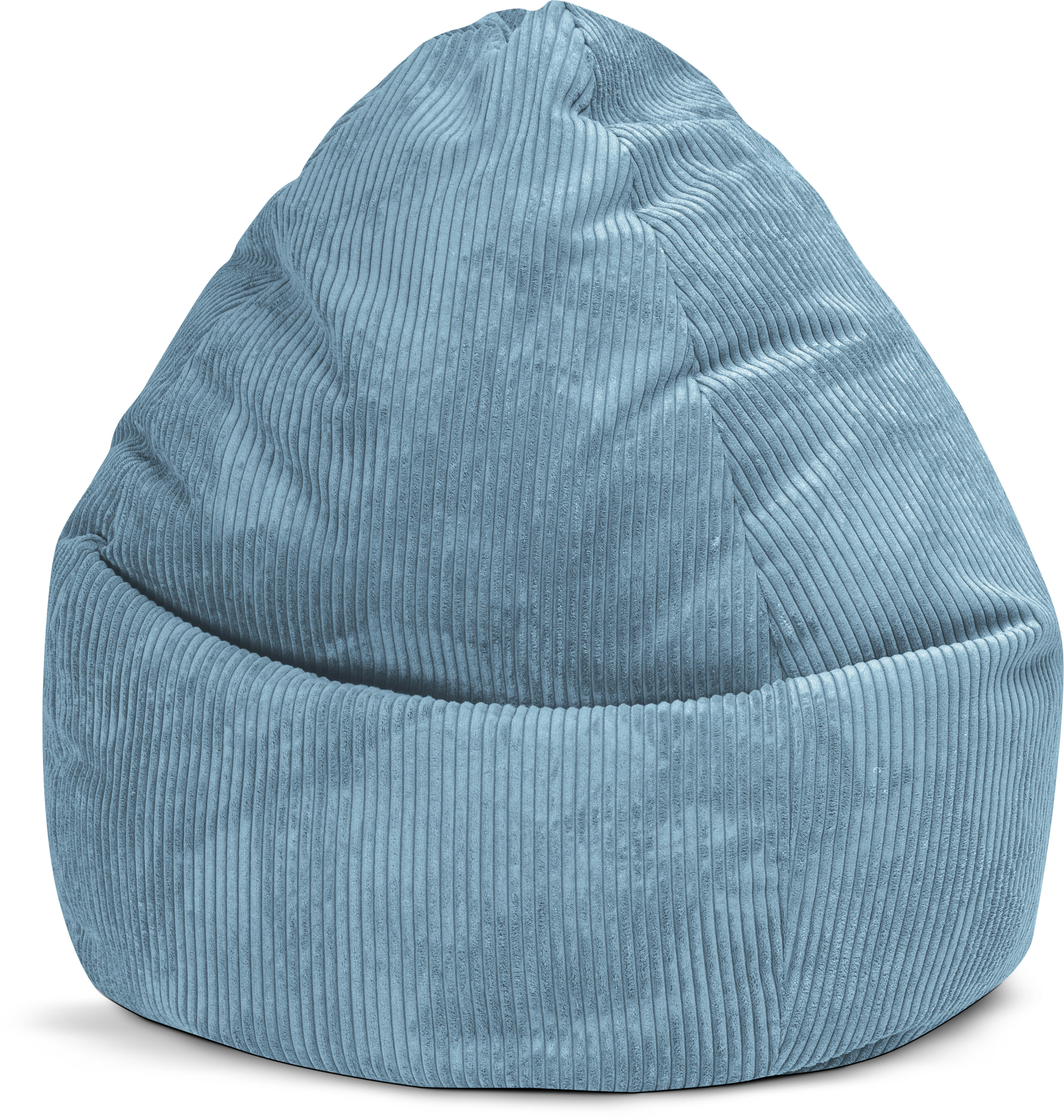 SHARA - Pouf poire XXL d'intérieur velours grosse cote bleu pétrole 80x130cm