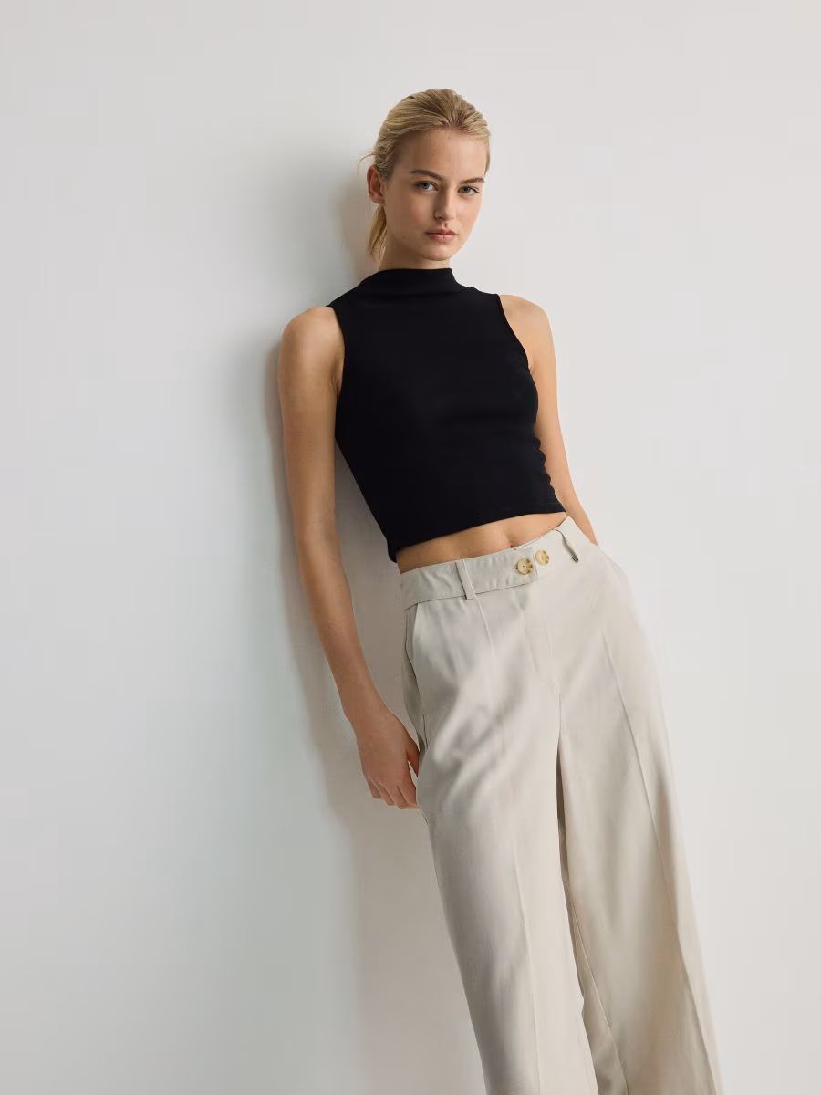 Culotte Trousers With Pressed Crease