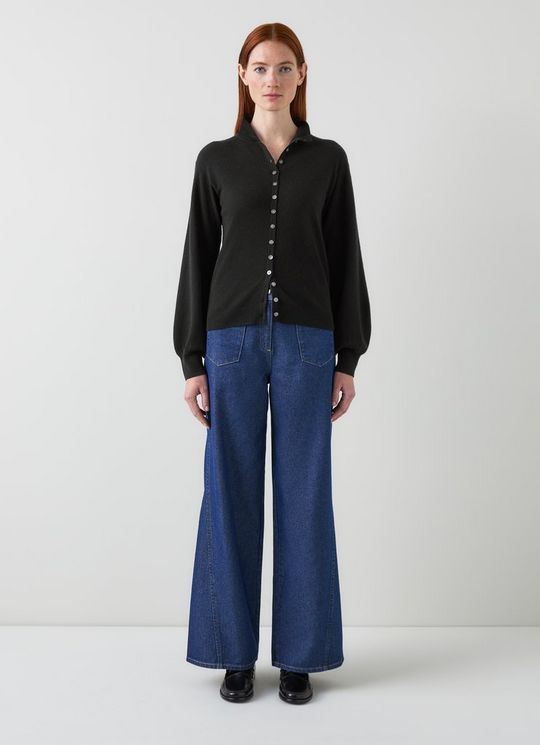 Alice Black Wool Button Up Sweater