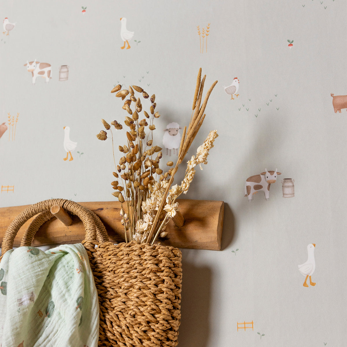 Little Dutch Vliesbehang - Little Farm - Groen 10mx52cm