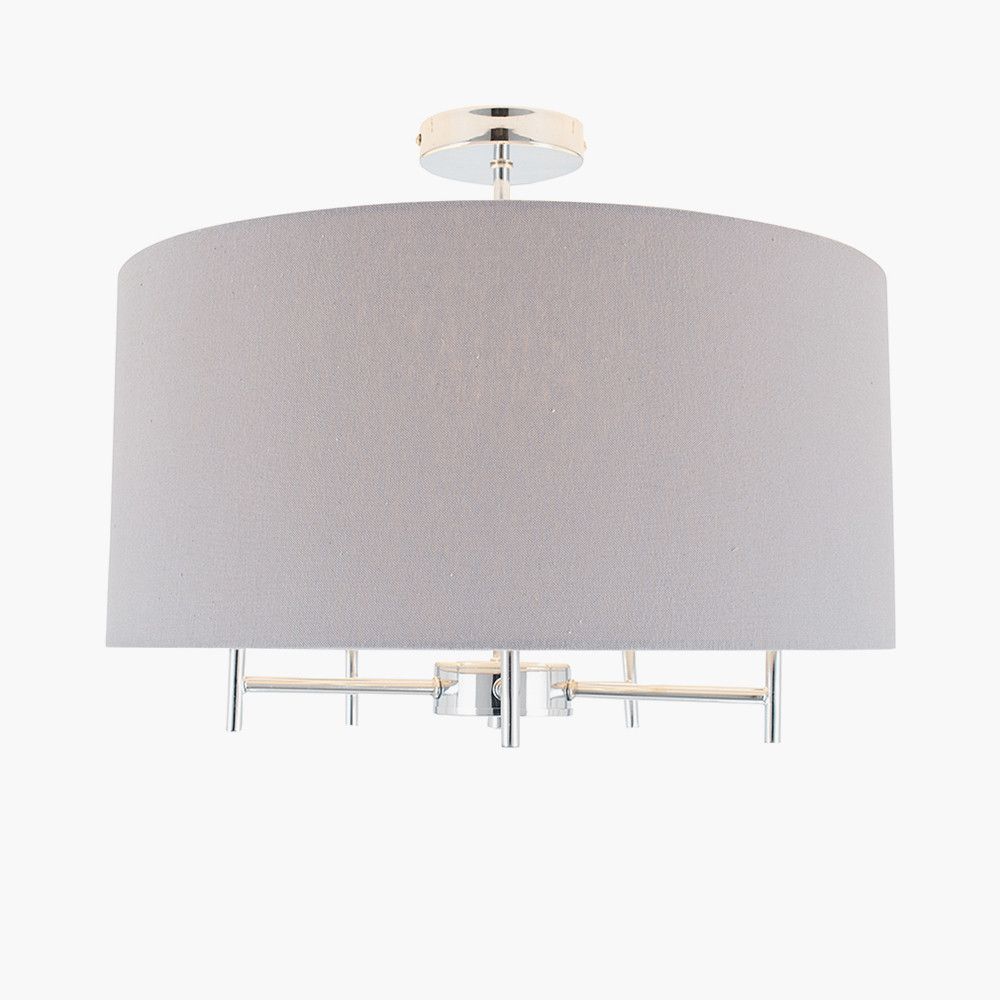 Ruma Large Linen Ceiling Pendant Light With Drum Lampshade