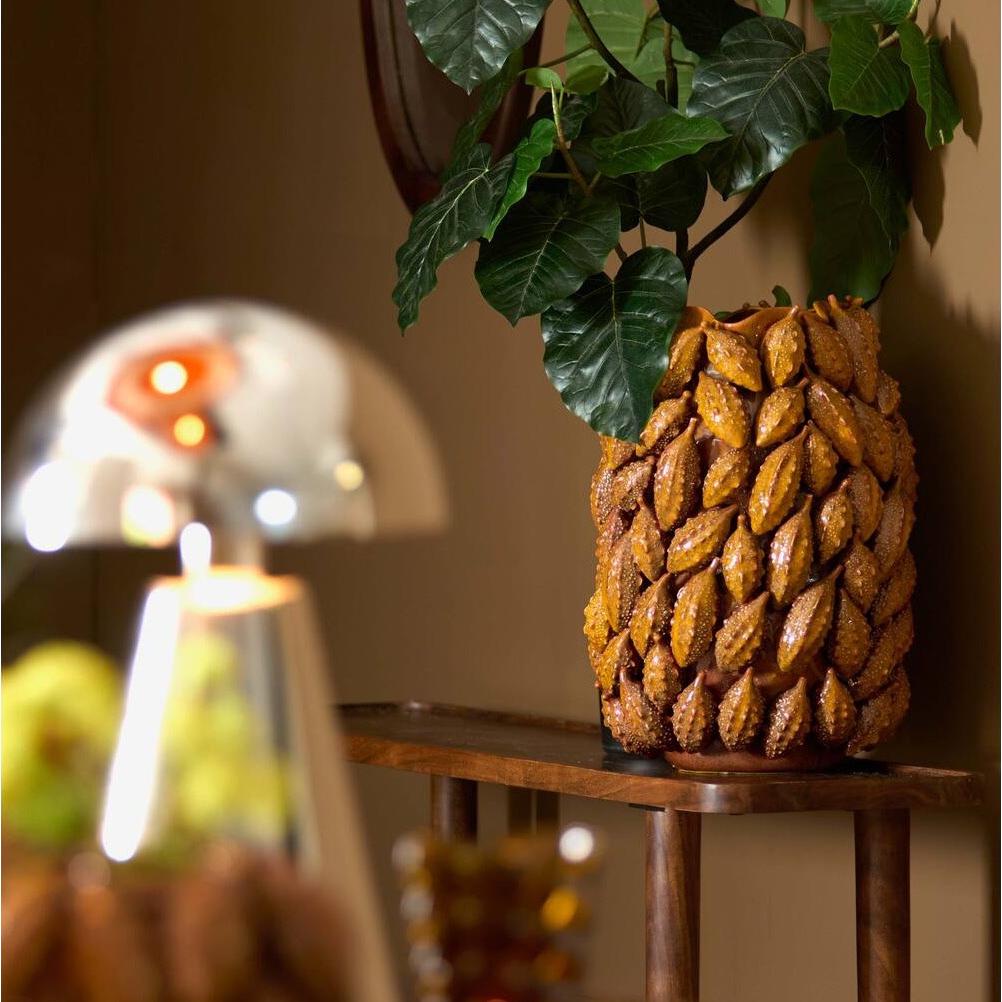 Light & Living - Palatik vaas deco 32x31x44 cm keramiek - cognac bruin