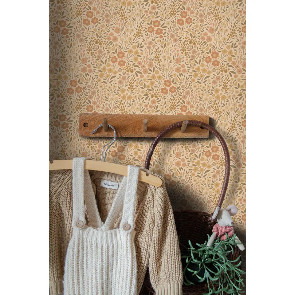 ESTAhome behang bloemetjes okergeel - 50 x 900 cm