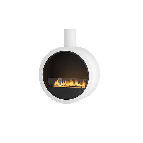 Cheminée bioéthanol suspendue au plafond Slim Incyclle - Design rond d 70 cm Blanc