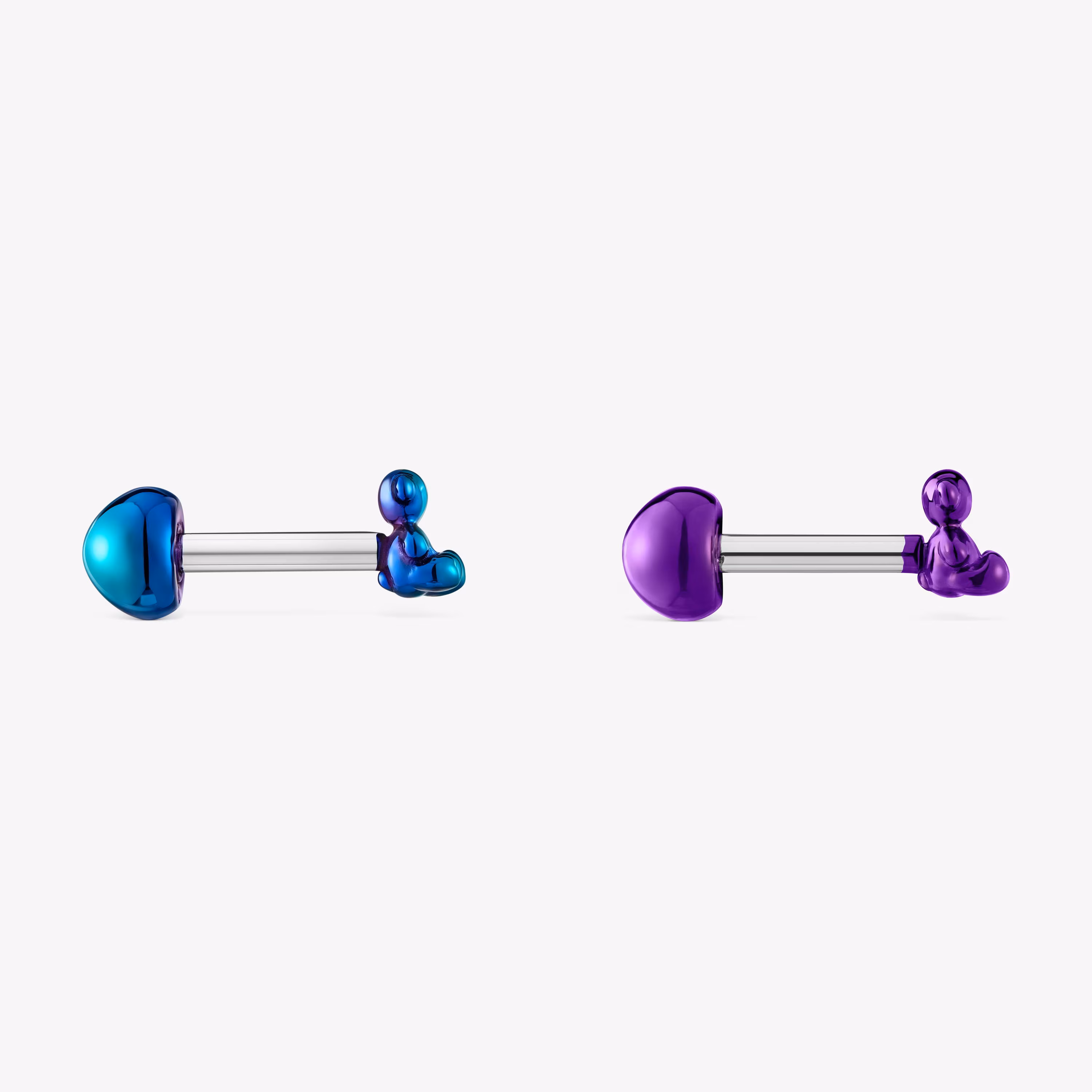 Pack de piercings de oreja de acero IP lila y verde Bold Bear