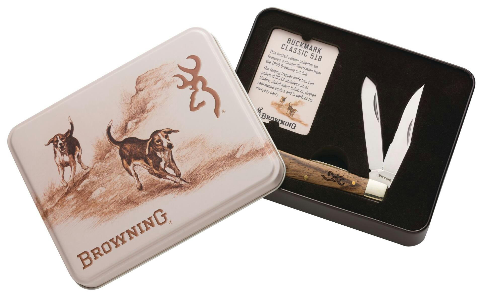 Browning Folding Knife & Dog Tin Gift Set