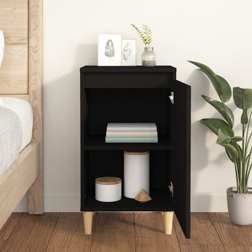 NNEVL Bedside Cabinet Black 40x35x70 cm Engineered Wood