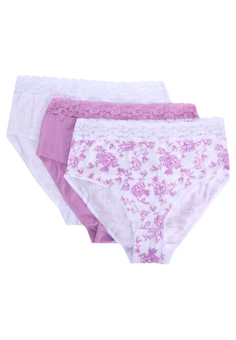 Womens 3pk Lilac Floral Print Full Briefs