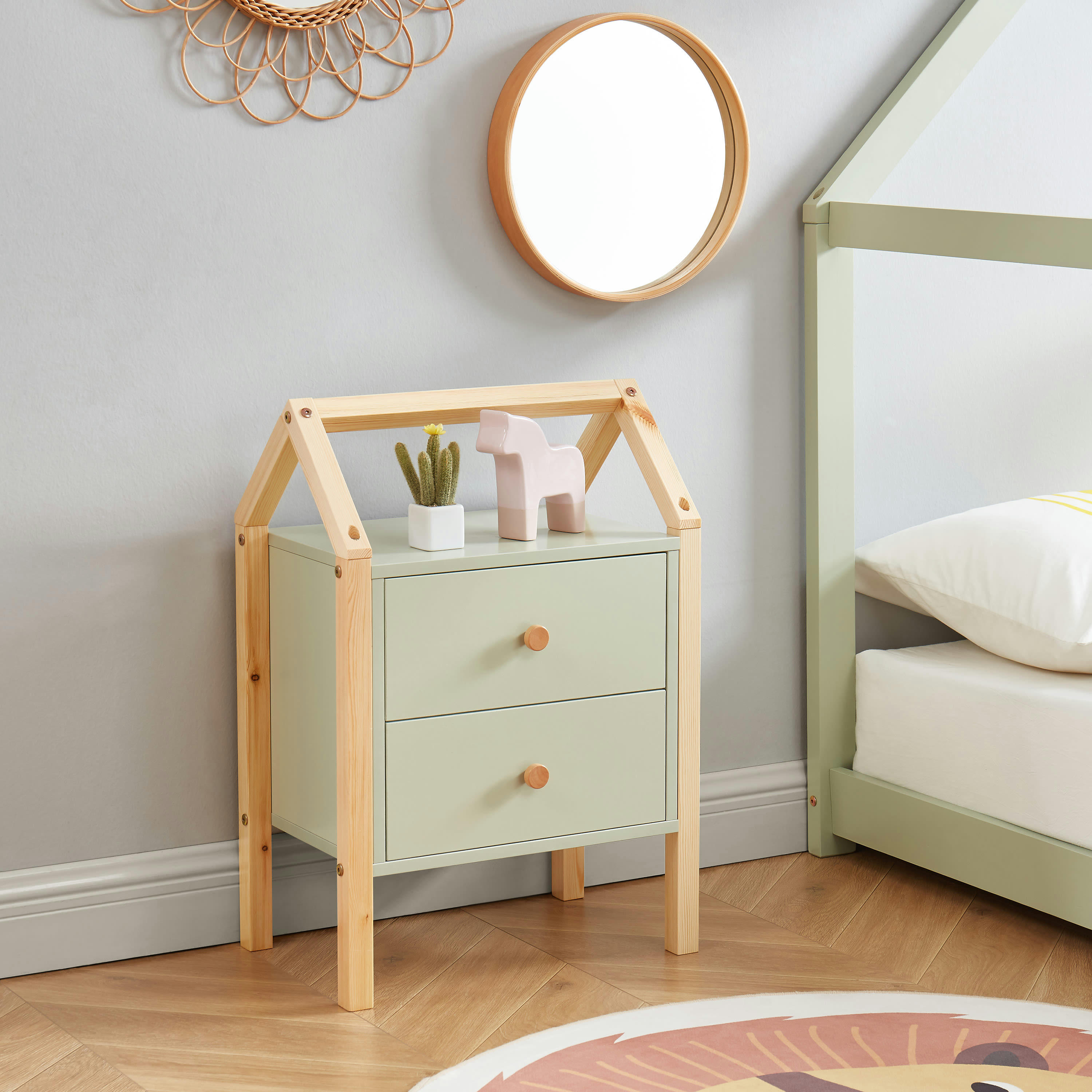 TINY - Table de chevet enfant   vert  2 tiroirs