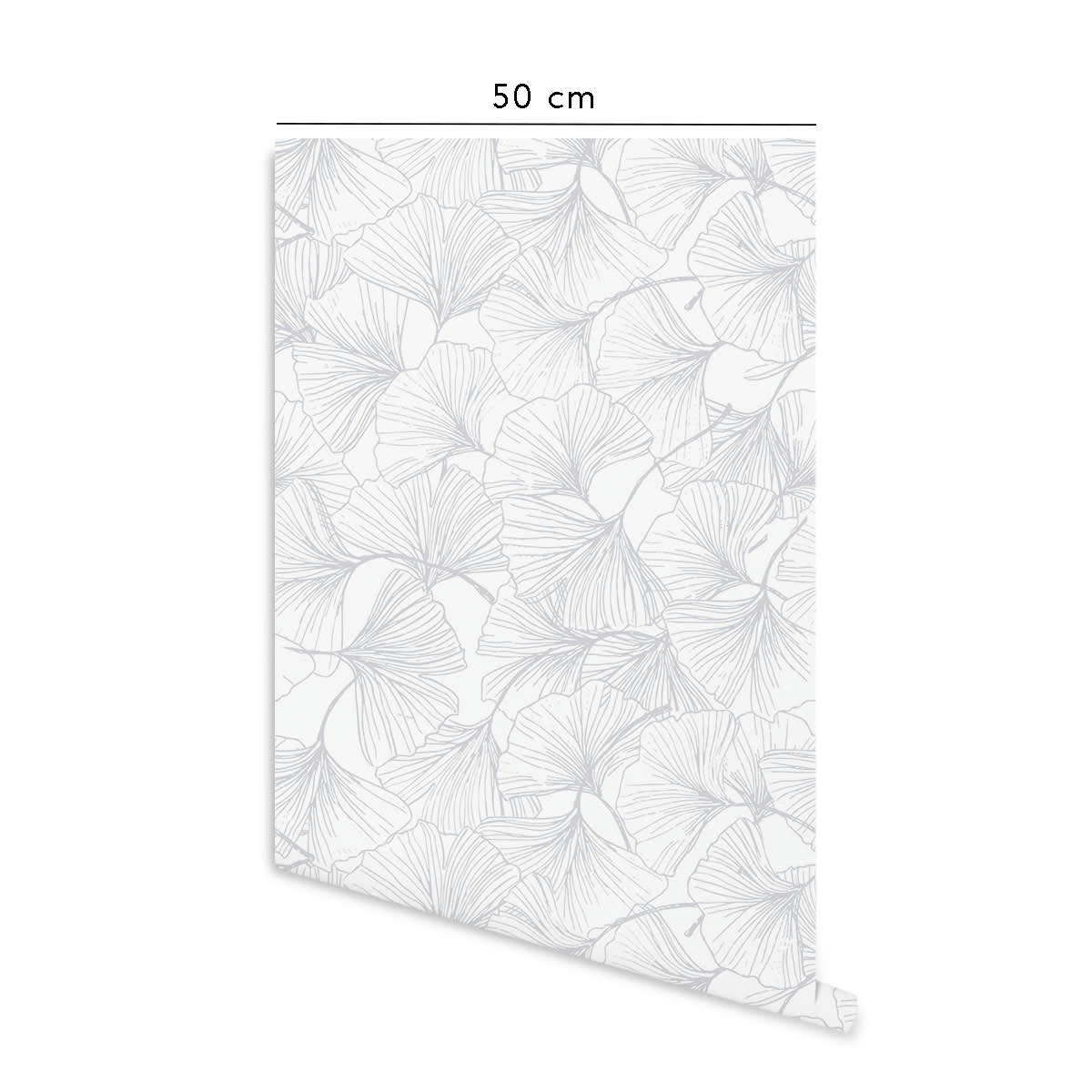 GINGKO - Papier peint vinyle adhésif gris cendré 50x300 cm