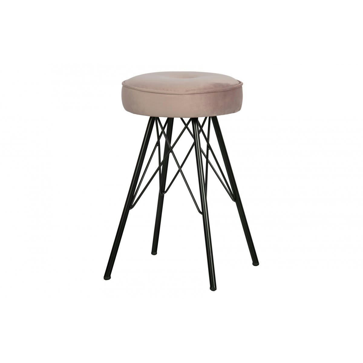 POLENE - Tabouret 53cm en velours rose