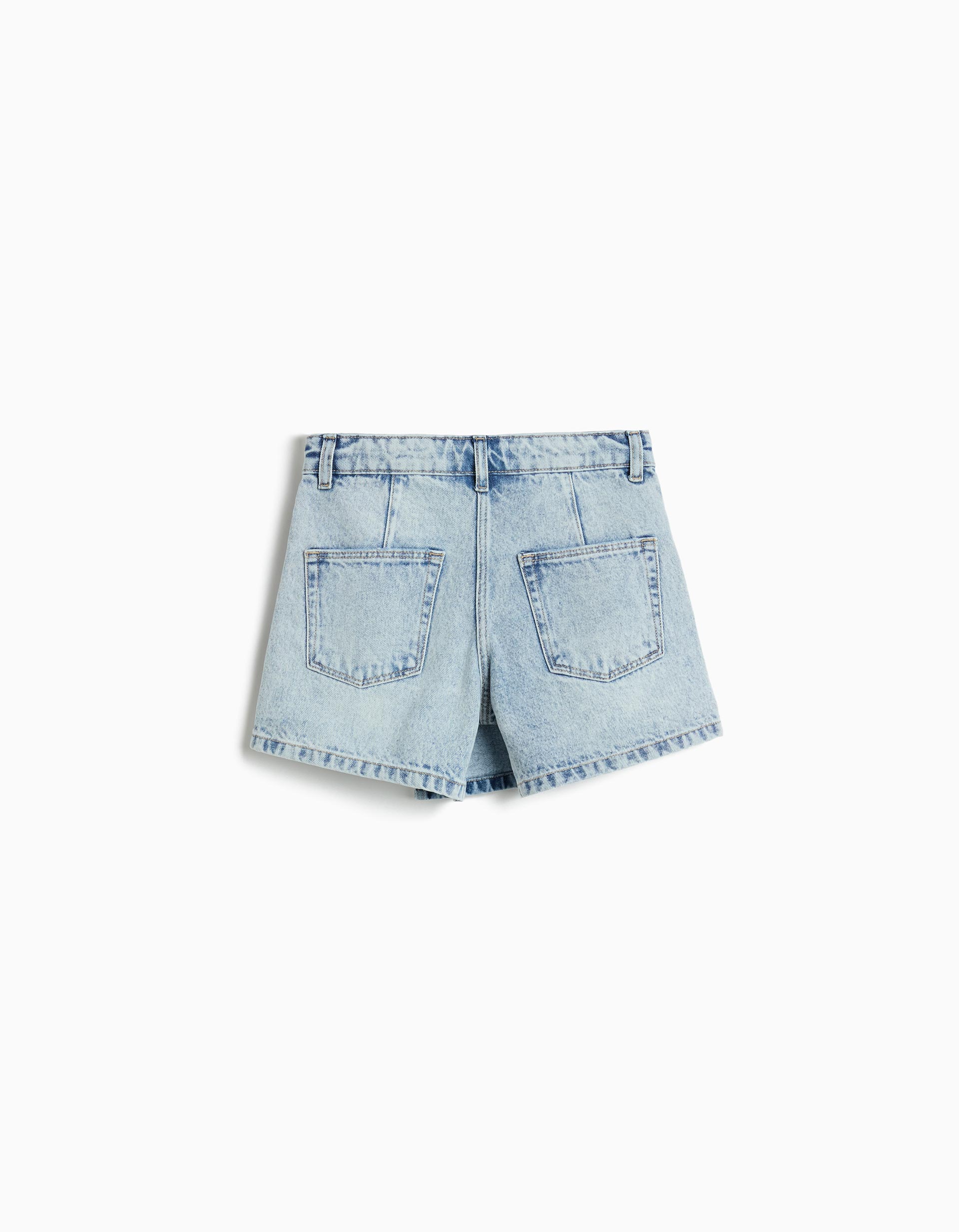 Saia-Calção de Ganga, Menina, Azul Claro