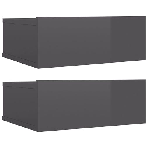NNEVL Floating Nightstands 2 pcs High Gloss Grey 40x30x15 cm Chipboard