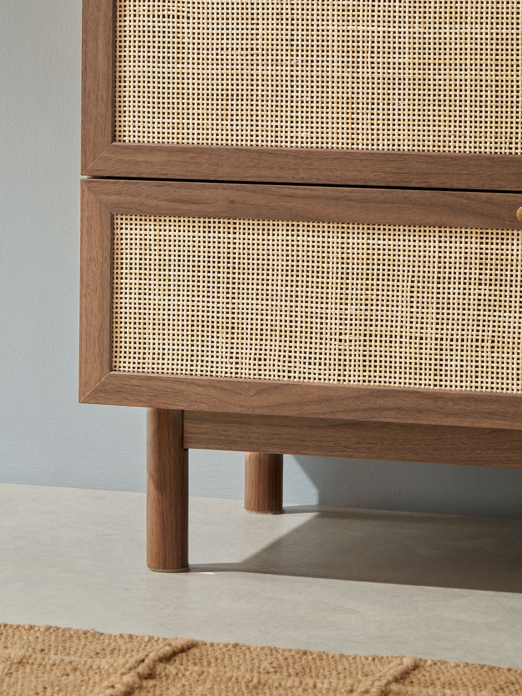 Pavia Rattan 4 Drawer Chest of Drawers in Dark Oak Effect
