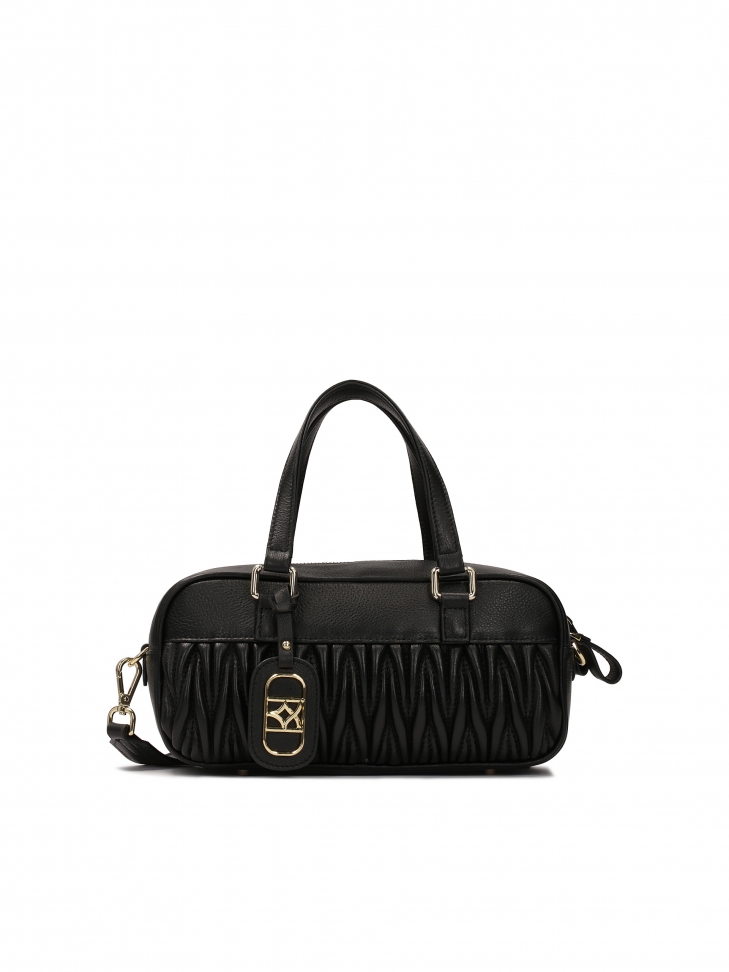 Black handbag with an interesting shape