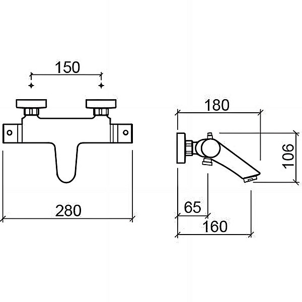 Pack mitigeur baignoire thermostatique mural SANINDUSA Torus chromé mitigeur livré avec flexible 1,70m douchette Oméga et support