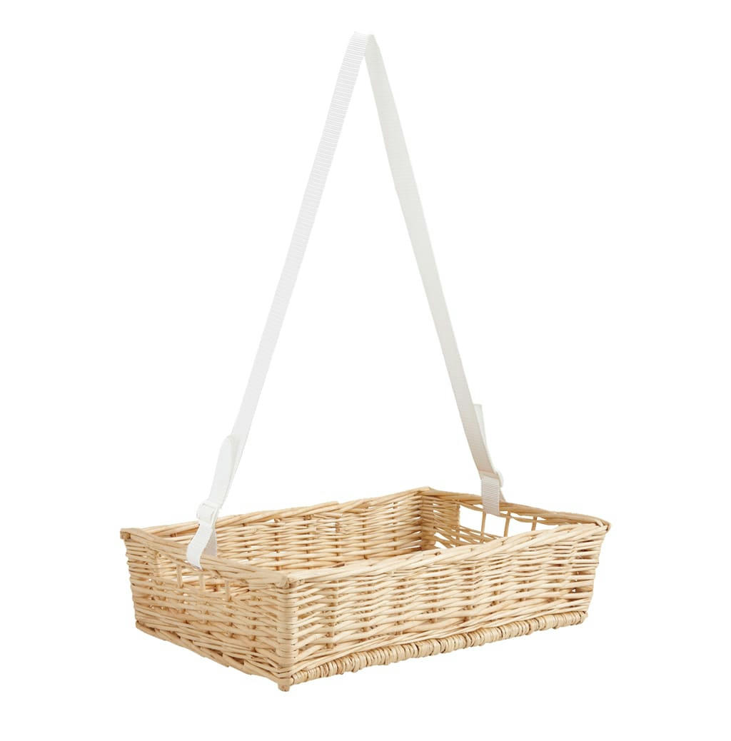- Manne en osier naturel avec passe-main avec sangle ajustable posée