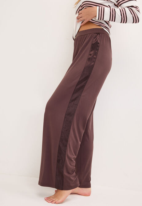 Womens Chocolate Brown Soft Touch Wide Leg Bottoms