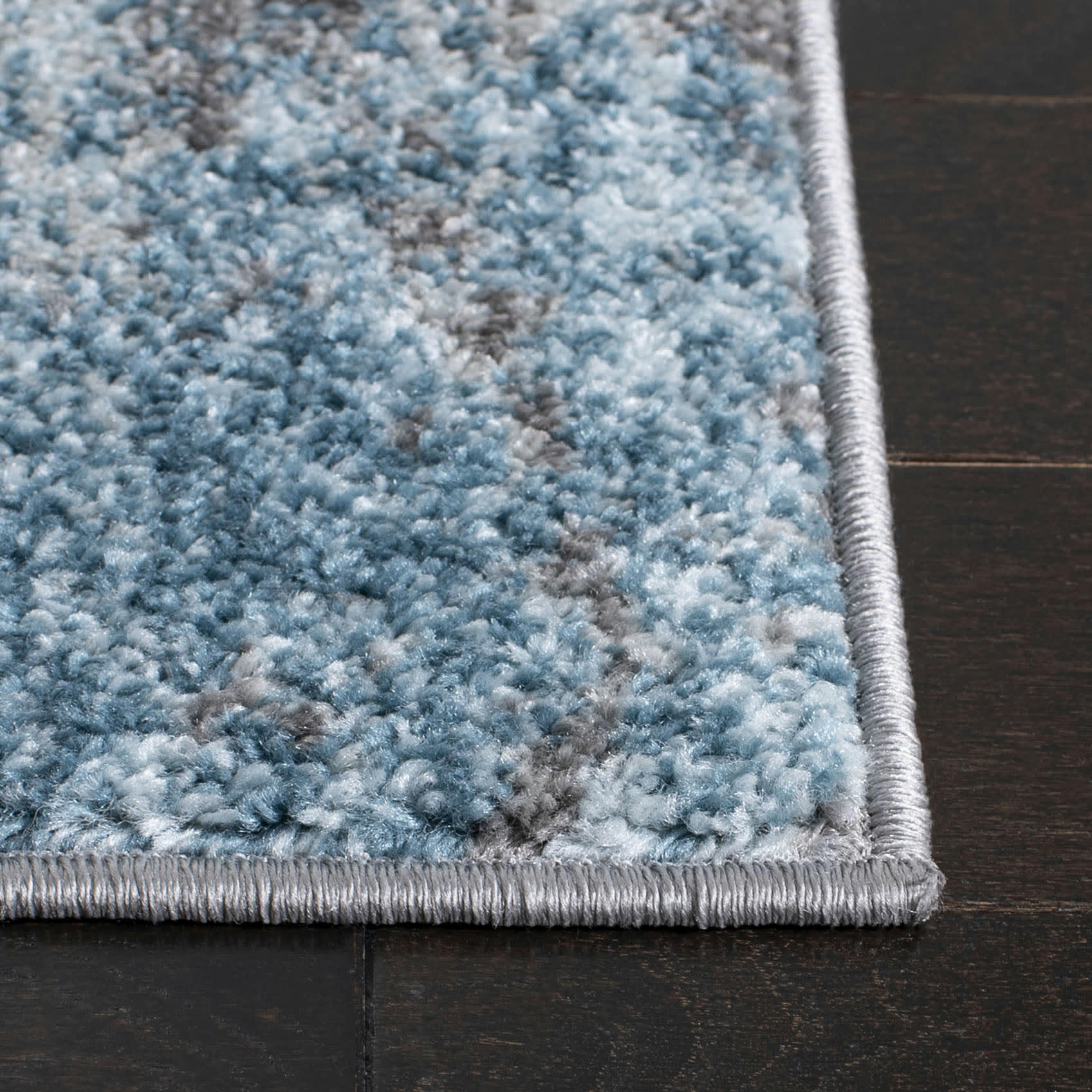 TULUM - Tapis de salon interieur en gris & bleu, 91 x 152 cm