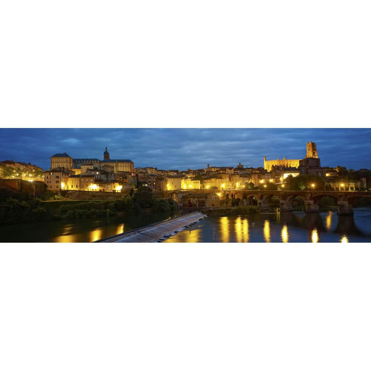 CONTEMPORAIN URBAIN - Tableau sur toile Albi de nuit 30x97 cm