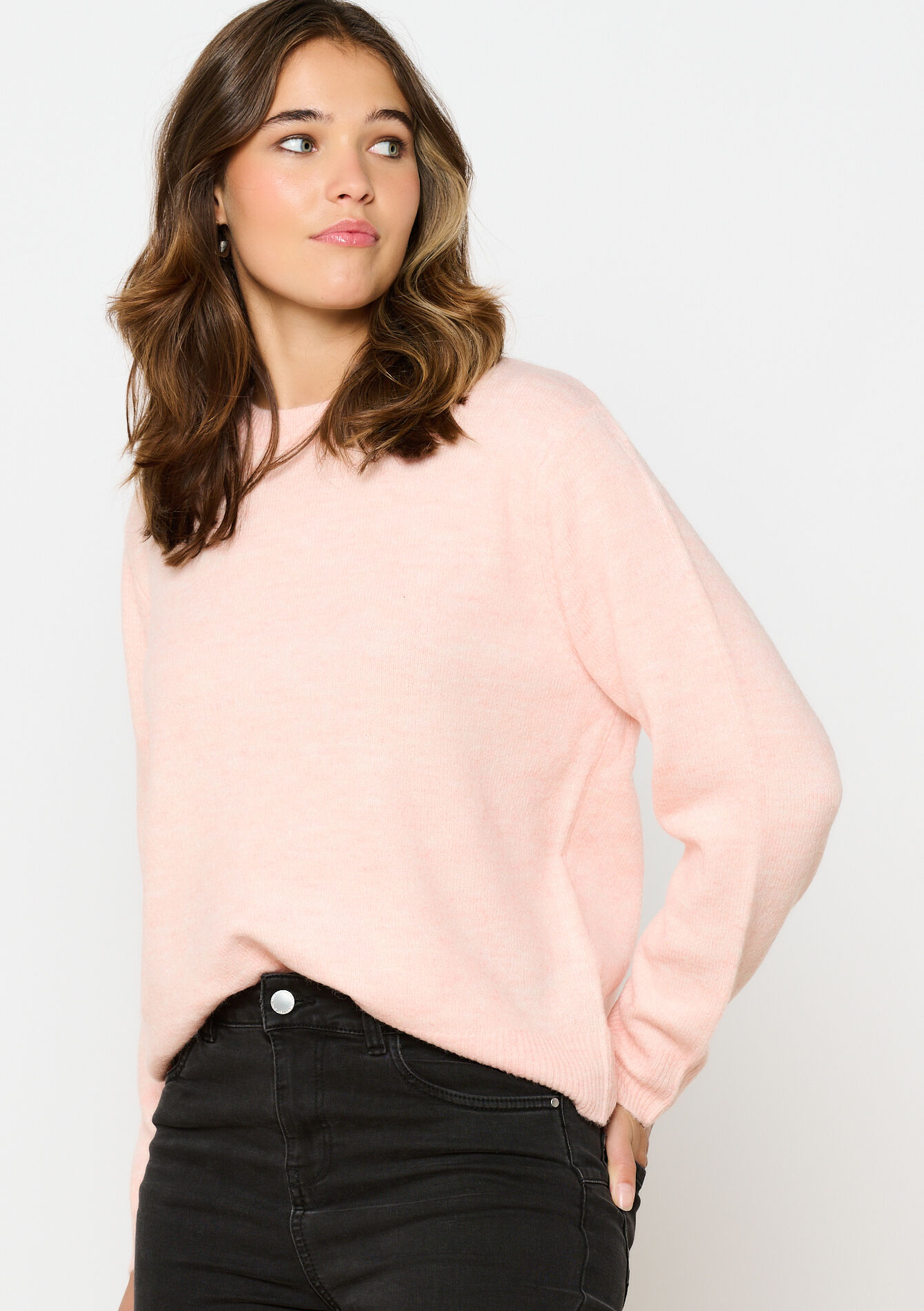 Basic trui met ronde hals