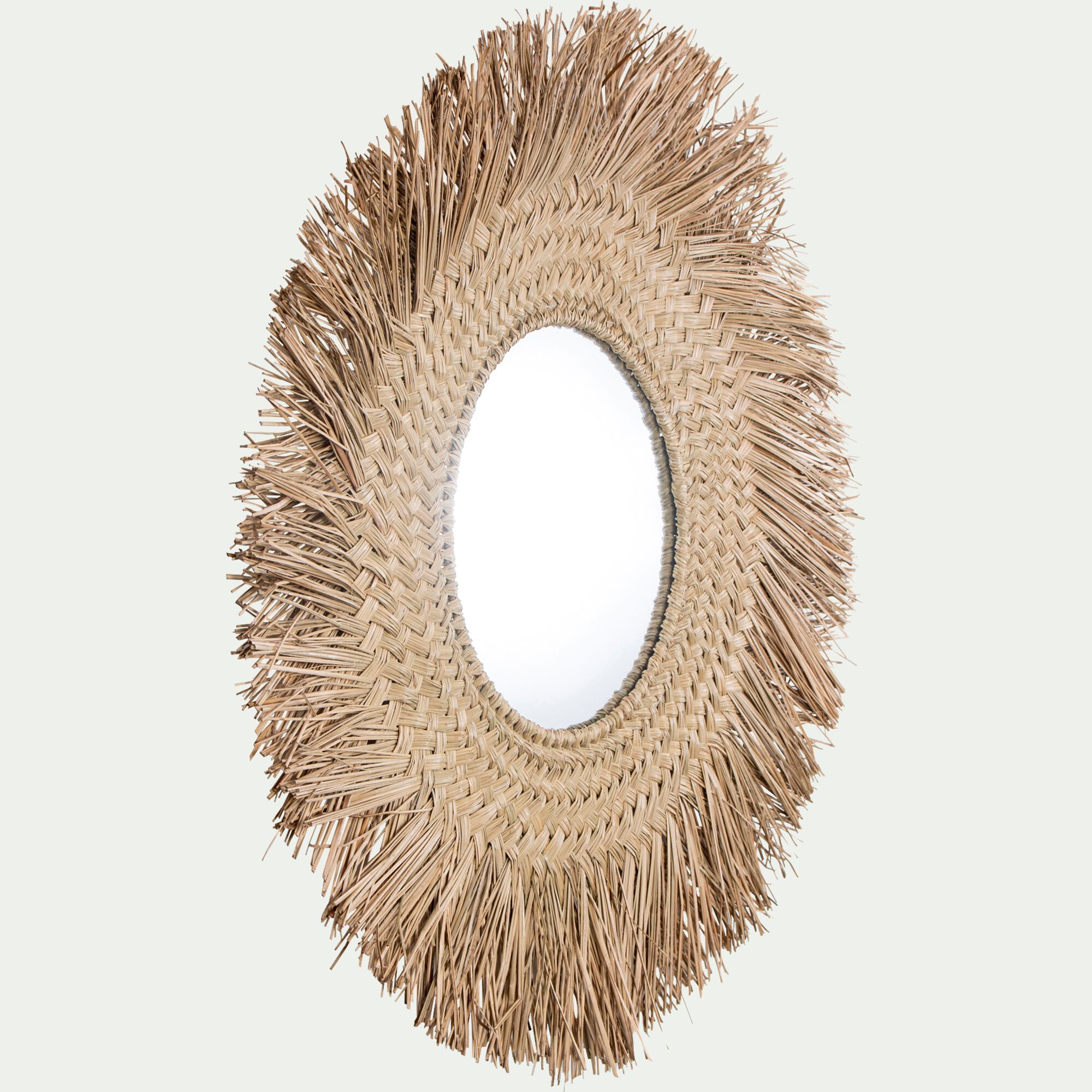 HOURTIN - Miroir rond en jonc de mer - naturel D100cm
