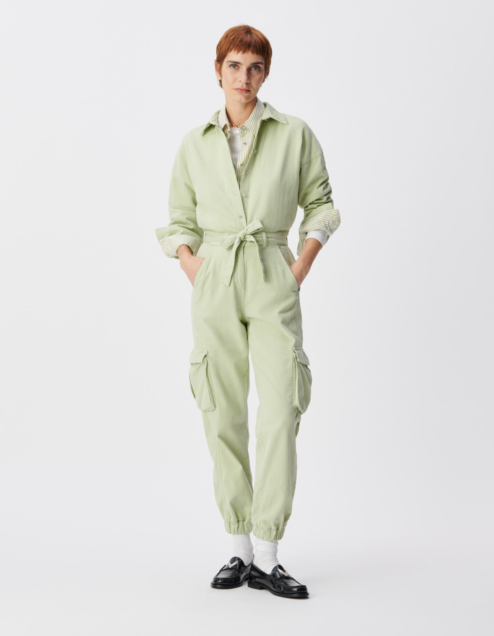 Combinaison en jean vert amande esprit battle Femme