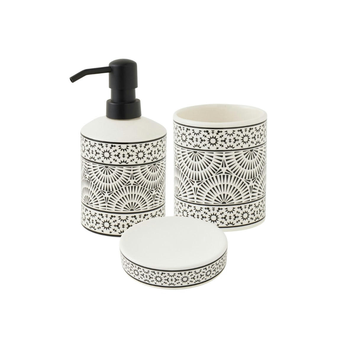 TRIBU - Set de salle de bain 3 pièces en porcelaine blanc