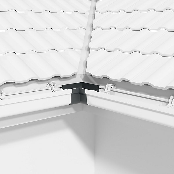 Angle int. 90 deg face plane / Angle ext. 90 deg face galbée pour gouttière PVC moulurée - Anthracite