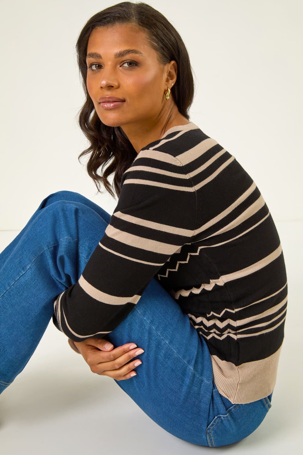 Roman Contrast Zig Zag Knitted Jumper