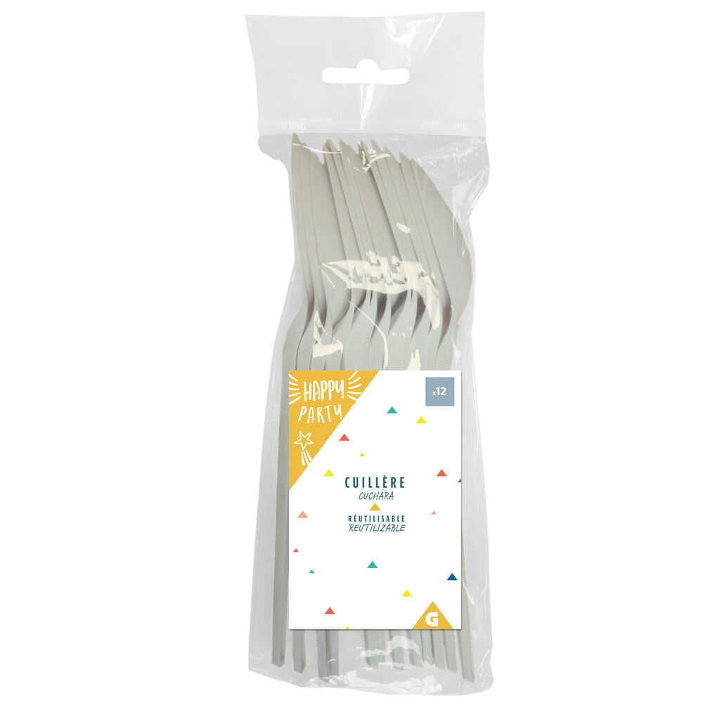 Cuillère à soupe plastique blanc x12
