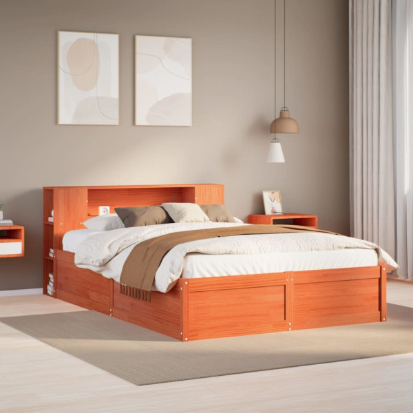 Łóżko Drewniane Rama Łóżka Sofa Brązowe Do Sypialni Pokoju 135x190 cm