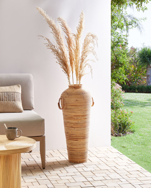 Wazon dekoracyjny rattanowy styl naturalny 70 cm