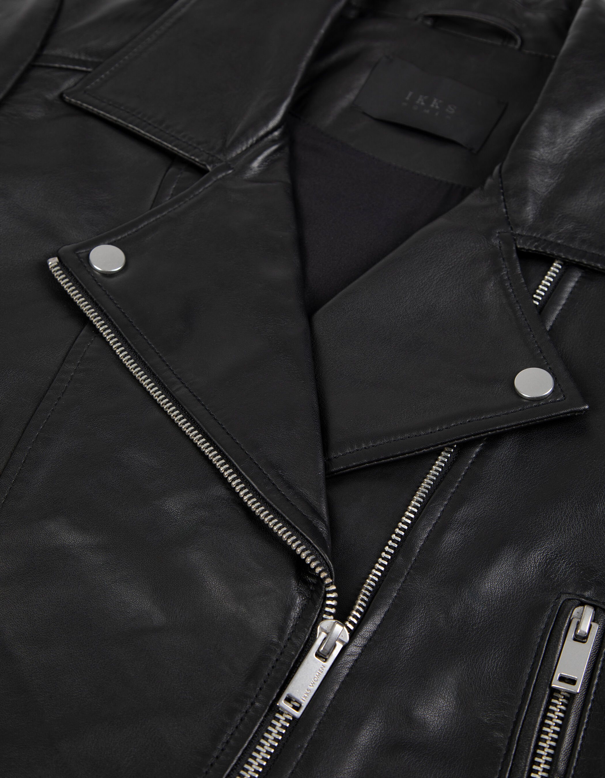 Blouson noir cuir esprit motard Femme