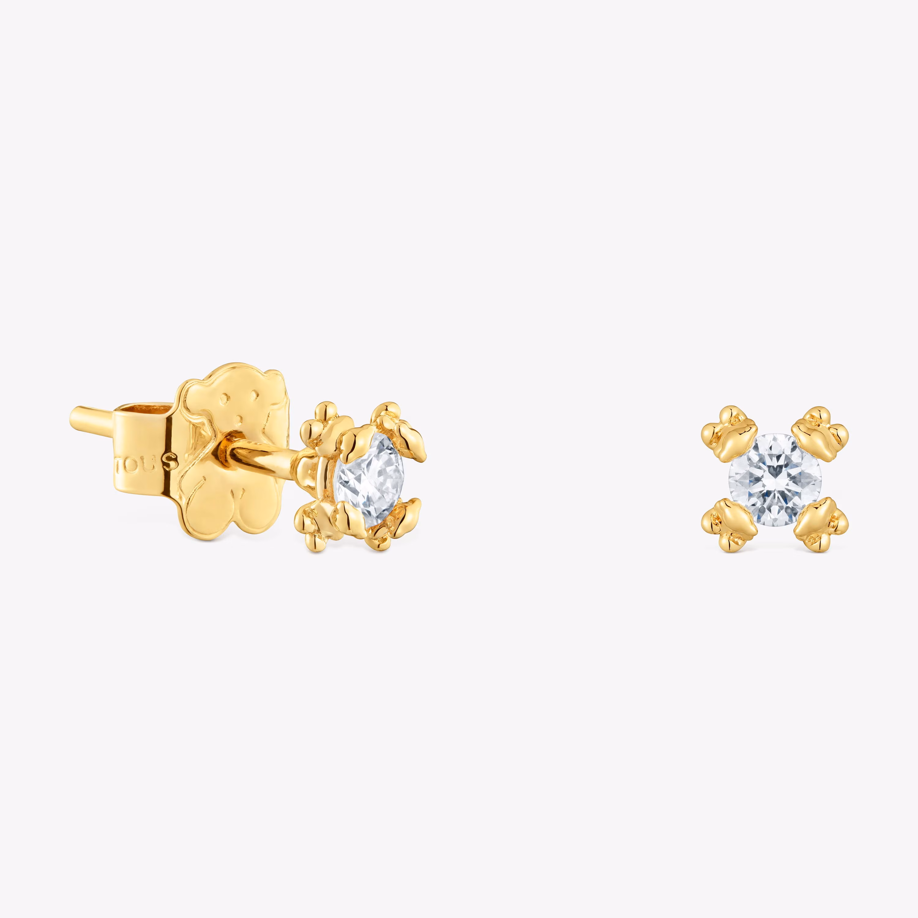 Pendientes con baño de oro 18 kt sobre plata y diamantes creados en laboratorio 4 mm Color Pills