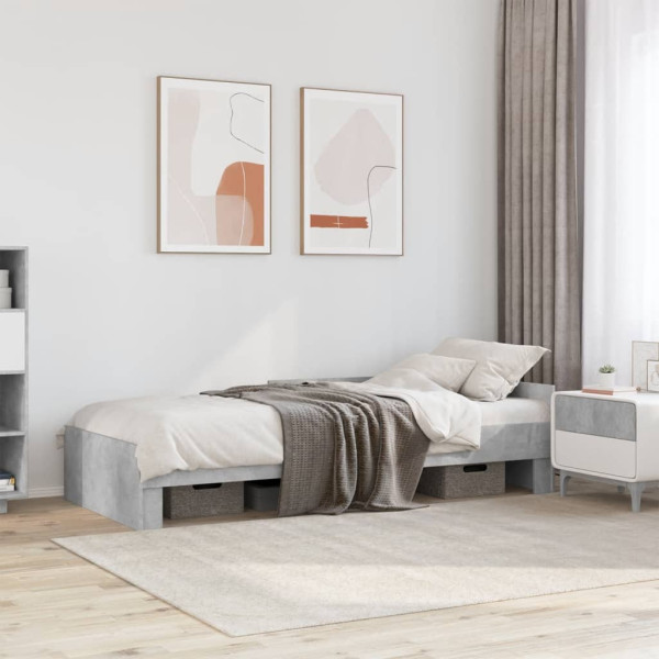 Rama łóżka szarość betonu 90x200 cm materiał drewnopochodny