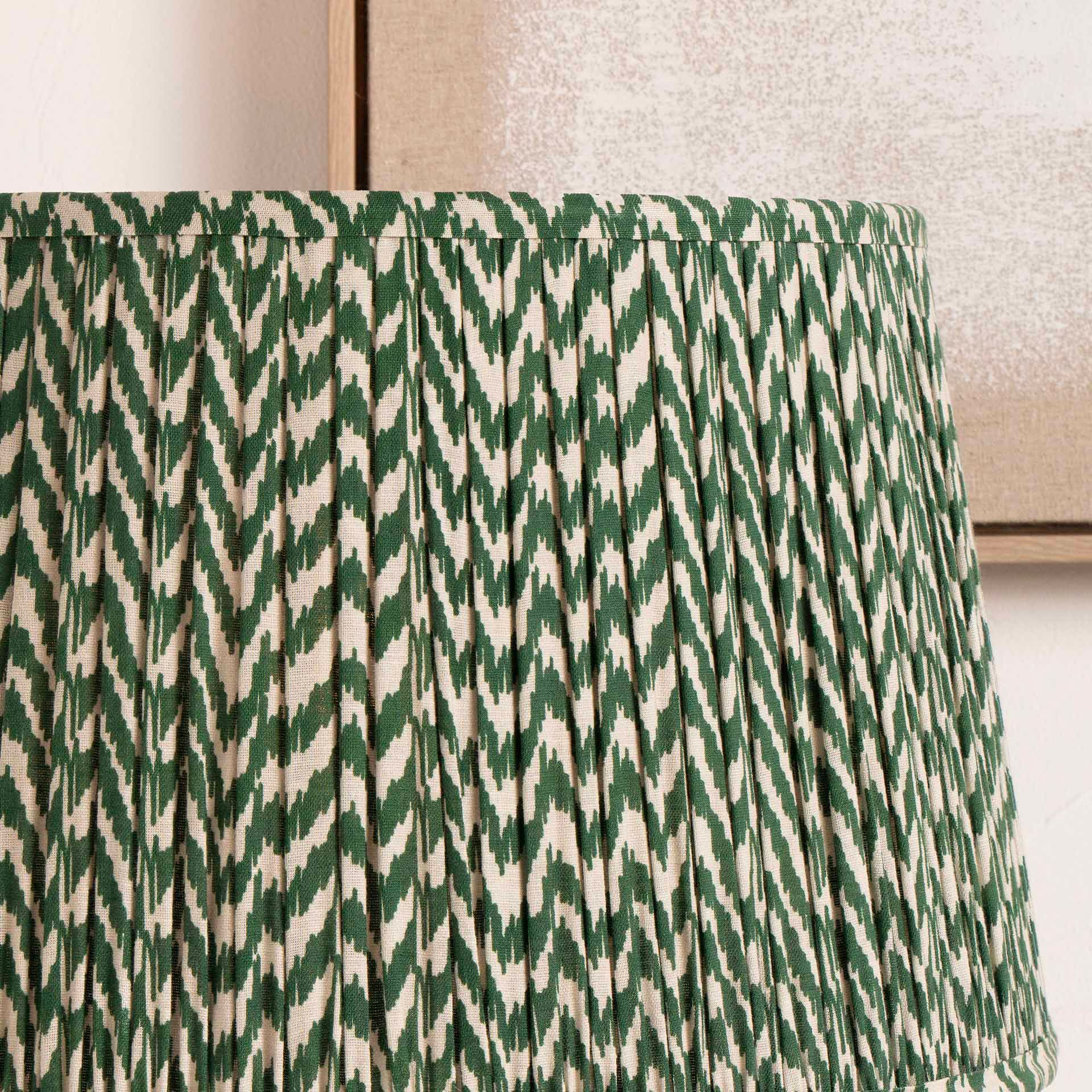 Ruma Forest Green Chevron Tapered Pleat Lampshade For Table Lamps