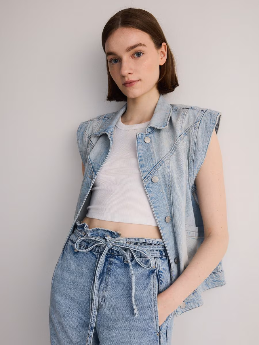 Tie Belt Paper Bag Jeans