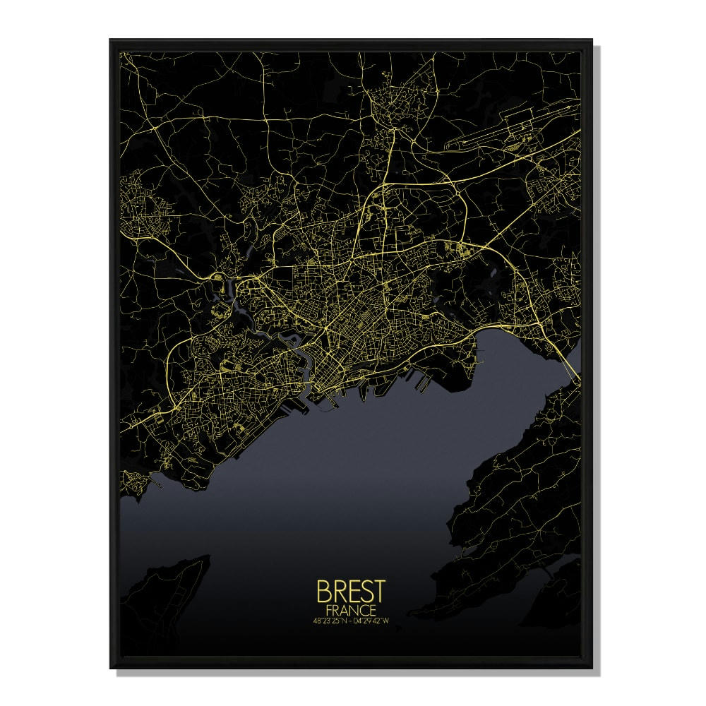 - Affiche Brest Carte Nuit 40x50