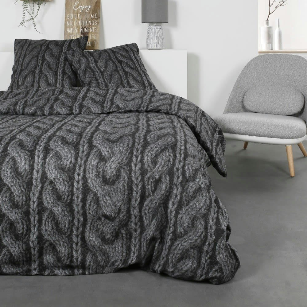 - Parure de couette 100% coton flanelle imprimée 260x240 2 taies