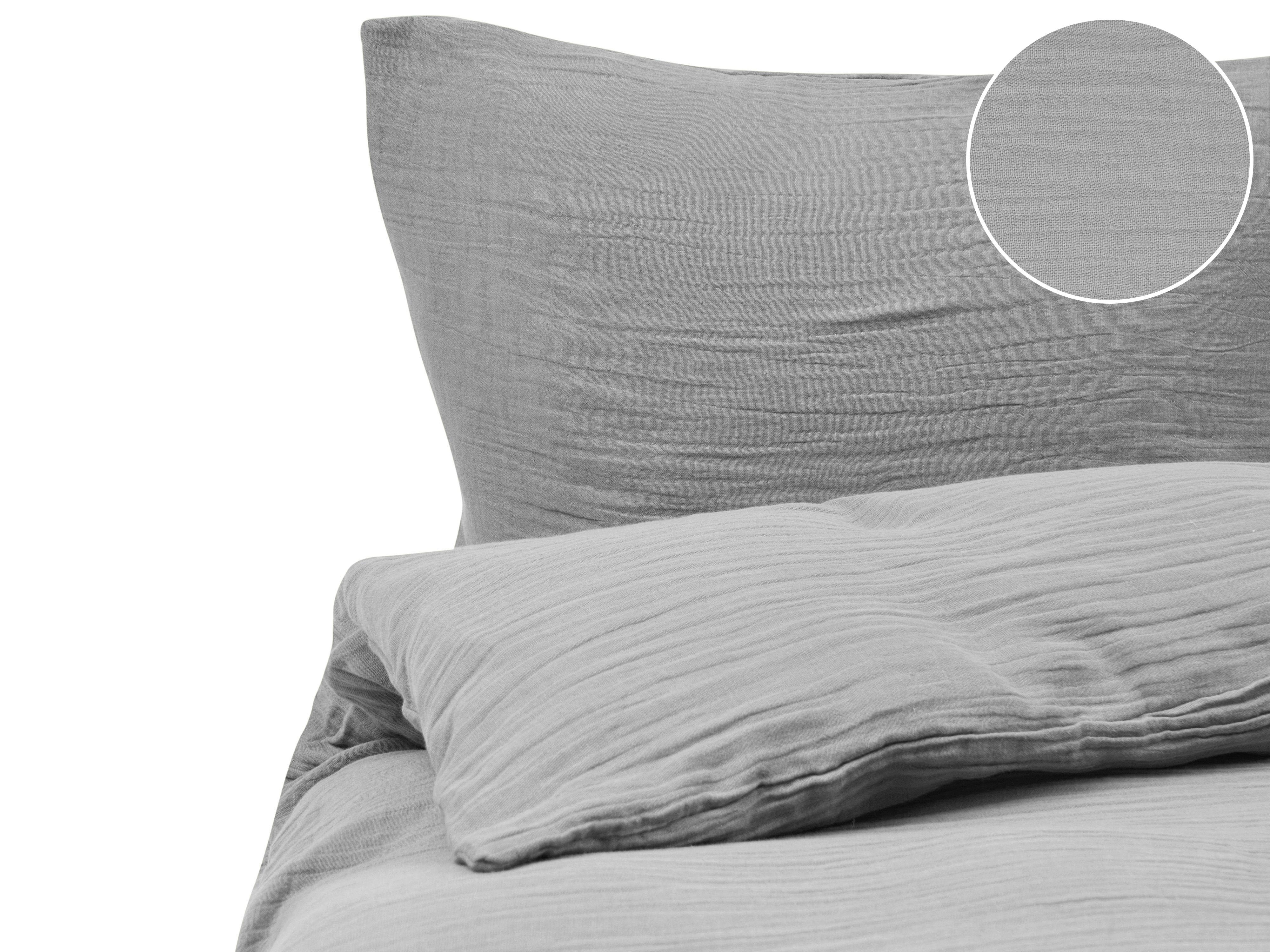 Duvet Cover Set SUMNER Cotton Muslin 150 x 200 cm Light Grey
