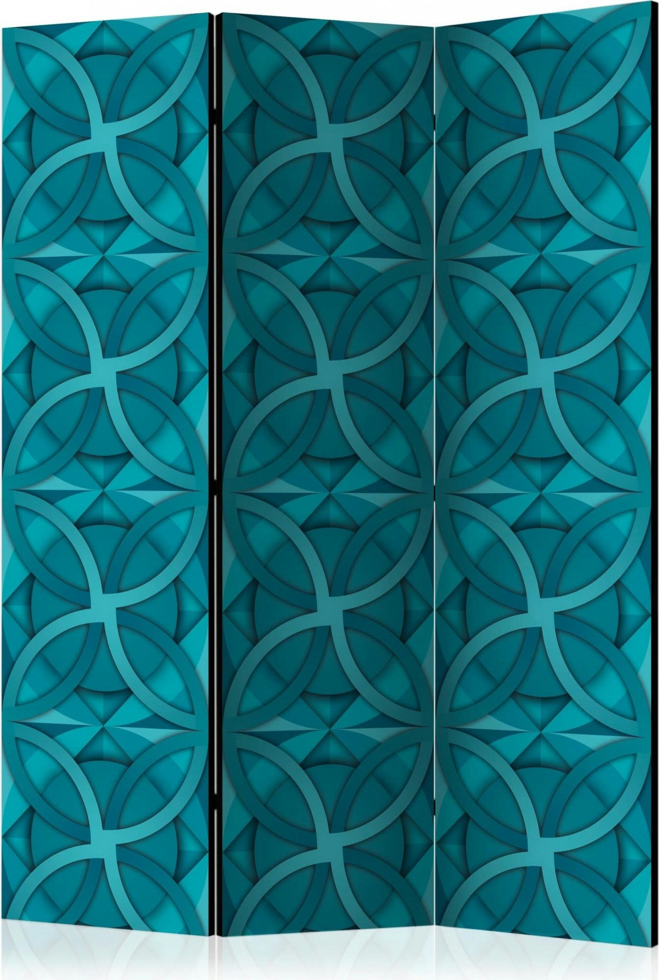 GEOMETRIC TURQUOISE - Paravent géométrique Toile intissée Bleu
