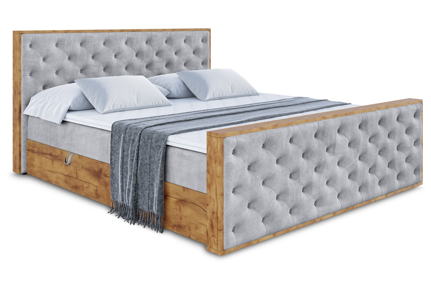 Łóżko kontynentalne z pojemnikiem i materacem H3 - LOLLI3-Z - 120x200 cm